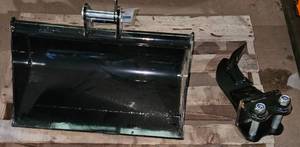 lot 3028 image: Unused Lot of Two (2) Mini Excavator Attachments - 60cm Bucket - RipperPick