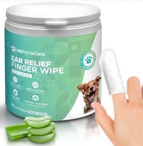lot 34857 image: Vetprimecare Pet Finger Wipes for Dogs Ear Relief