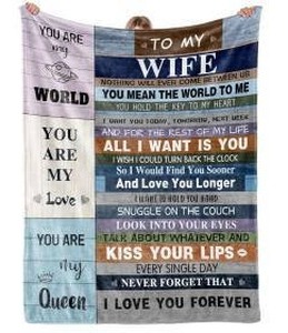 lot 34904 image: Romantic Love Message Blanket for Wife