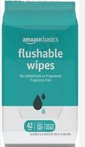 lot 34910 image: Amazon Basics Flushable Wipes - Fragrance Free-8 pack