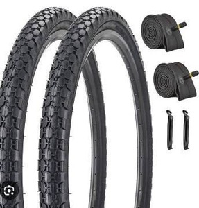 lot 34947 image: Black Wall Cruiser Bike Tires and Tubes Set