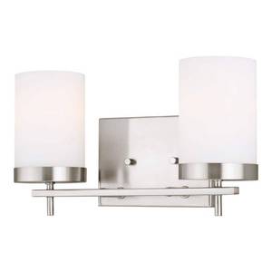 lot 34972 image: Sea Gull Zire 2-Light Bathroom Vanity Light in Brushed Nickel