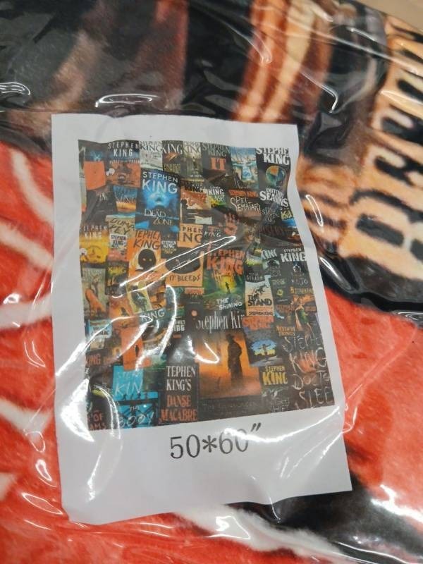 lot 45588 image: Soft and Warm Lightweight Fluffy Throws Blankets The King Full Collection Horror Books Blanket Gift for Beach Yoga Bedroom Living  50 x 60 - Retail $29