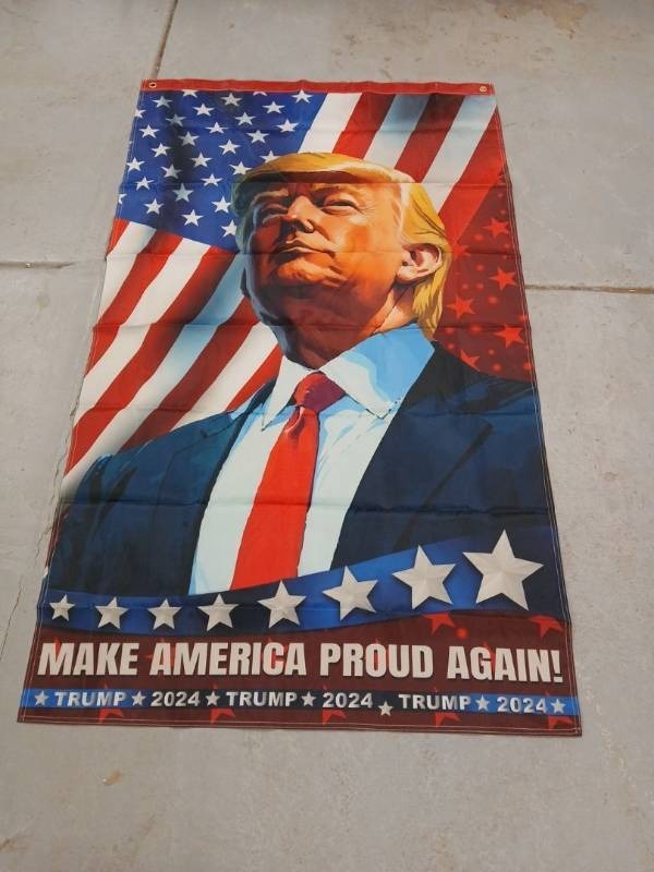 lot 45613 image: 2024 Presidential Campaign Flag - Make America Proud Again 3 x 5  weather proof  - Retail $24