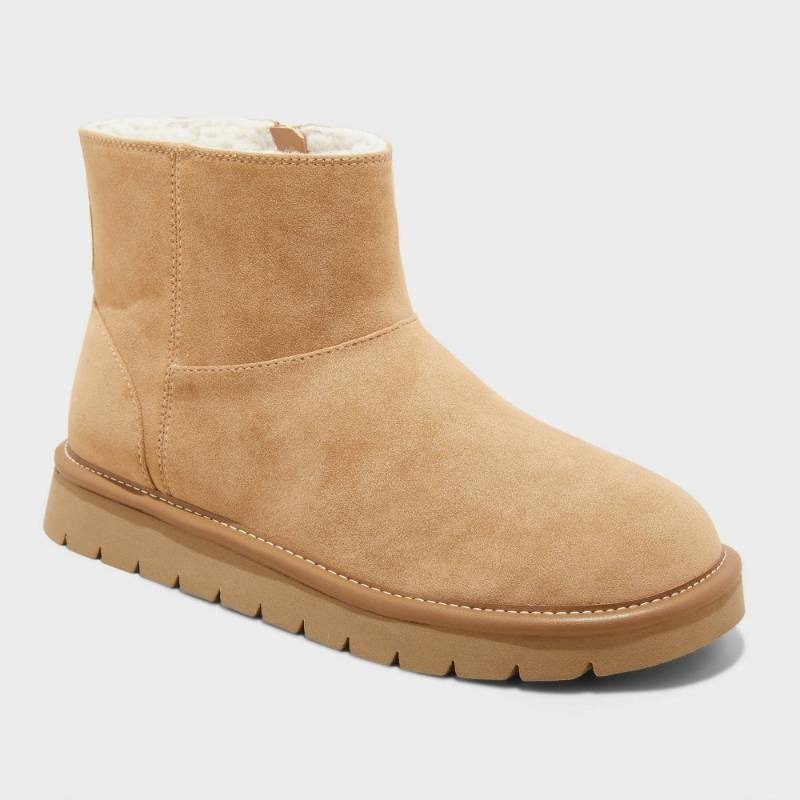 lot 42127 image: Womens May Faux Suede Booties with Memory Foam Insole - Universal Thread�� Tan 8 - Retail $30