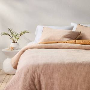 lot 40444 image: King Textured Chambray Comforter & Sham Set Warm Brown - Casaluna�� OEKO-TEX Certified, Zipper Closure, 250 Thread Count - Retail $155