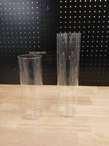 lot 40477 image: Clear Glass Cylinder Vases - Set of 2 - Retail $15