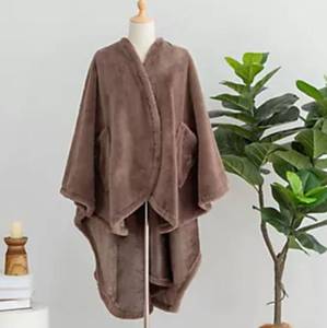 lot 40496 image: Berkshire Grace Fur and Loftmink Wearable Throw. Chocolate  - Retail $55
