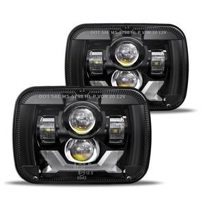 lot 40508 image: HWSTAR Pair 180W 1000% Bright H6054 5x7 7x6 Led Headlights Compatible with Jeep Cherokee XJ Wrangler YJ DOT Anti-glare DRL Turn Signal HiLow Sealed Beam Ford Chevy GMC Toyota Nissan Dodge etc Black - Retail $110