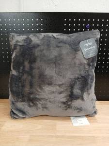 lot 40512 image: Berkshire VelvetSoft Grey Decorative Pillow 18x18 - Retail $15