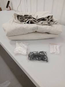 lot 40528 image: Natural Linen Fabric Curtims Bundle with Curtain Hardware 92 L x 55 W 2  panels - Retail $75