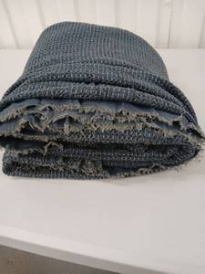 lot 40531 image: Handwoven Cotton Waffle Throw Blanket Blue and Gray 112 x 96 - Retail $65