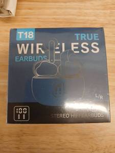 lot 40537 image: T18 True Wireless Bluetooth Earbuds - Retail $99