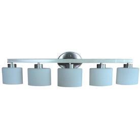lot 2184 image: 5-light Brushed Nickel Vanity Light Bar Bathroom Wall Fixture Lighting Hardwired