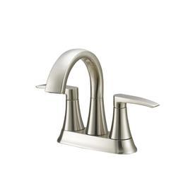 lot 2188 image: Brushed Nickel 2-handle 4-in Centerset Watersense Bathroom Faucet With Drain