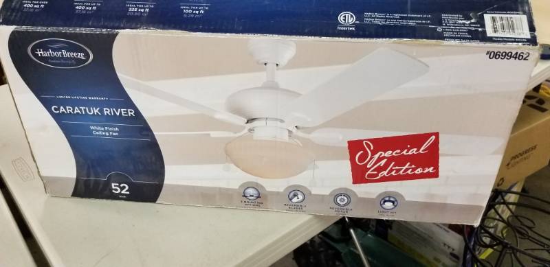 lot 2201 image: 52-in White Downrod Or Close Mount Indoor Ceiling Fan Light Kit Decor Home Lamps