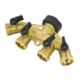 lot 2224 image: Yardsmith Brass 4-Way Restricted-Flow Water Shut-Off