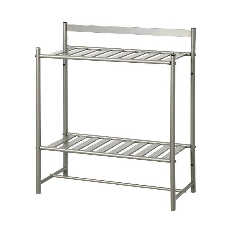 lot 2231 image: Zenna Home Simple Storage 2-Tier Satin Nickel Metal Bathroom Shelf