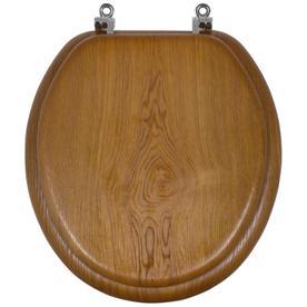 lot 2242 image: Aquasource Oak Durable Chrome Standard Qulaity Metal And Wood Round Toilet Seat