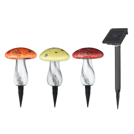 lot 2266 image: Led Path Light Kit Solor-powered 3-color Mushroom Shape Landscape Walkway Light