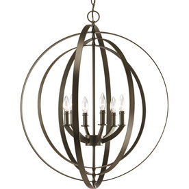 lot 2301 image: Progress Lighting Equinox 6-Light Antique Bronze Chandelier