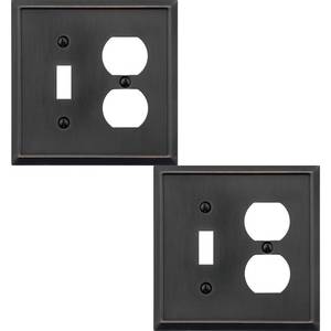 lot 8532 image: OKAWYC ToggleDuplex Light Switch Cover Aria Metal Wall Plate, 2-Pack Aged Bronze 2 Gang, Light Switch Cover Outlet Cover Decorative Wallplate, Durable