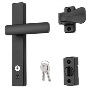 lot 8552 image: Ideal Security EL Keyed Lever Mount Latch with Deadbolt, Surface Mount Storm Door Handle Replacement, 2 Posts with Tie Down Screw, Matte Black
