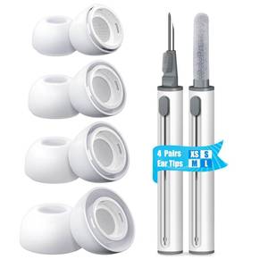 lot 8554 image: Vsagier 4 Pairs Replacement Ear Tips for AirPods Pro and AirPods Pro 2 with Noise Reduction Hole, Non-Slip Soft Silicone Ear Tips for AirPods Pro, 3 in 1 Cleaner Kit for USB-C Charging Case(XSSML)