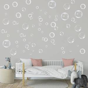lot 8555 image: XIAOMAN Transparent Bubble Wall Decal Sticker Cutout Kids Under The Sea Birthday Party Decoration Blue White Colour Bubble Ocean Background Decor Water Soap Bath Decor for Mermaid Baby Shower (White)