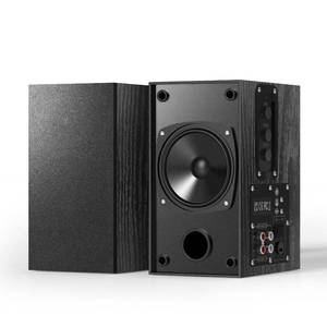 lot 8558 image: Elimavi 30W Powered Bookshelf Speaker - 3.5-RCA Input for Turntable, TV, PC, Record Player Speaker with 4 Inch Woofer & Wall Mounted