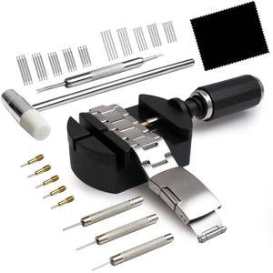 lot 8574 image: GLDCAPA Watch Link Removal Kit, Watch Band Sizing Tool for Watch Strap Adjustment, Watch Pins Replacement, Watch Hammer, Spring bar (Black)