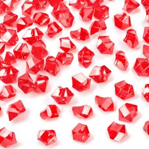 lot 8582 image: DomeStar Red Fake Ice Rocks, 150PCS Acrylic Gems Crystals Plastic Diamonds Centerpiece for Vase Fillers Wedding Party Table Scatter Decorations
