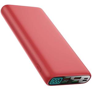 lot 8586 image: Portable Charger 38800mAh,LCD Display Power Bank,5 USB Outputs Battery Pack Backup, USB-C 3A in&out Travel Essential Portable Phone Charger For iPhone 1716151413 Pro12,Android Samsung Galaxy-Red