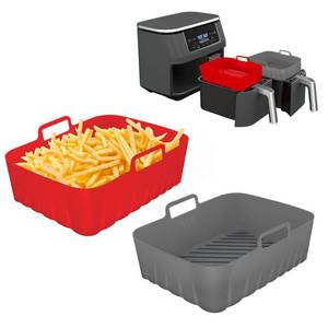 lot 8587 image: Golden Associate Silicone Liners Rectangle 2 Pcs for Air Fryer Dual Basket 8 to 10 Qt, Food-grade Reusable Baking Tray Fit Ninja DZ201 DZ401 DZ550, 4 to 5 Qt Each, Double Zone Airfryer Accessories