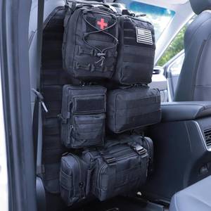 lot 8591 image: Universal Tactical Car Seat Back Organizer Bag Tactical Molle Vehicle Organizers Panel Vehicle Protector Organizers with 5 Detachable Pouches for Car Truck Ford Jeep (Model A-Black)