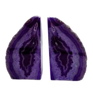 lot 8594 image: Decorative Agate Bookends 2-3 lbs Dyed Purple Natural Crystal Geode Book Ends for Home Decor Housewarming Gift 1 Pair