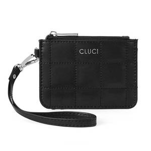 lot 8605 image: CLUCI Small Quilted Coin Purse Leather RFID Blocking Card Holder Slim Wristlet Wallets for Women Zipper Pocket Black