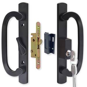 lot 8607 image: ALLYWASAI Patio Sliding Door Handle Set with Mortise Lock, Key Cylinder and Keeper, Replacement Handle Lock Set Fits Door Thickness from 1-12 to 2-14, 3-1516 Screw Hole Spacing, Keyed, Black