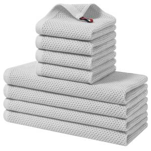 lot 8624 image: Homaxy 100% Cotton Kitchen Towels and Dishcloths Set, 12 x 12 Inches and 13 x 28 Inches, Set of 8 Bulk Kitchen Towels Set, Ultra Soft Absorbent Dish Cloths for Washing Dishes, Light Gray