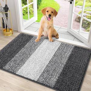 lot 8626 image: Smiry Dog Door Mat for Muddy Paws, Absorbs Moisture and Dirt, Low-Profile Entryway Mat with Non-Slip Backing, Entry Indoor Outdoor Doormat for Inside Floor (30x20 Inches, Grey)
