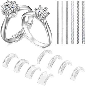 lot 8631 image: Ring Sizers for Loose Rings, 14 Pack Invisible Ring Size Adjuster Silicone, Ring Guards Spacer Tightener Resizer Fitter for Women Men, Make Ring Smaller Without Resizing Thick Band (Transparent-14PCS)
