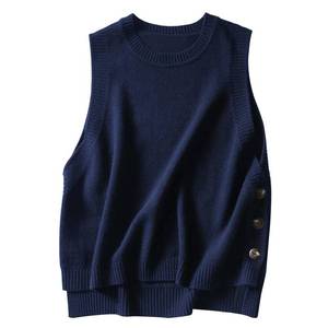 lot 8637 image: Wowcarbazole Womens Sleeveless Sweater Vest Casual Crew Neck Ribbed Knit Pullover Tops Loose Fit Full Clothes(Navy-S)