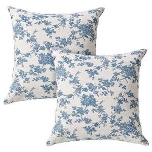 lot 8644 image: AVOIN colorlife Chinoiserie Grandmillennial Bule White Flower Christmas Throw Pillow Covers 18 x 18 Inch Set of 2, Sateen Breathable Cushion Case on Sofa Couch Soft for Quality Sleep