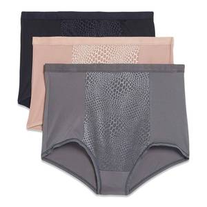 lot 8645 image: Warners womens Blissful Benefits Tummy-smoothing Comfort Microfiber Brief (Pack of 3) Rs4433w Underwear, StoneToasted AlmondBlack, Large US
