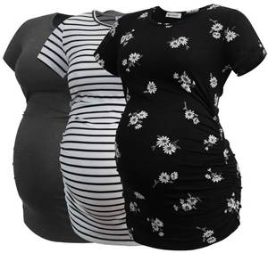 lot 8646 image: Pack of 1 Smallshow Womens Maternity Tops Side Ruched Tunic T-Shirt Pregnancy Clothes X-Large Deep Grey