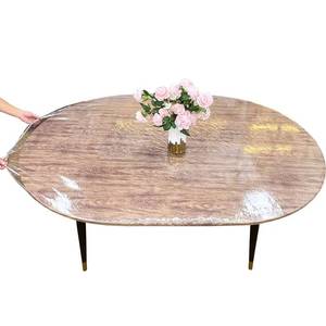 lot 8655 image: Clear Vinyl Oval Fitted Tablecloth Elastic Edged Table Cloth Waterproof Oil-Proof Plastic Cover Best for 48x68 Oval Table Only