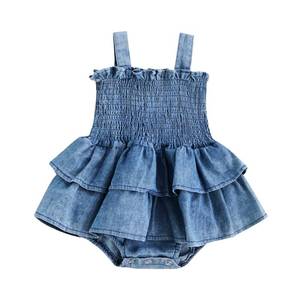 lot 8673 image: Baby Girls Summer Romper Clothes Dress Newborn Onesie 3 6 9 12 18 Months One-Piece Jumpsuits Outfits (Blue, 6-12 Months)