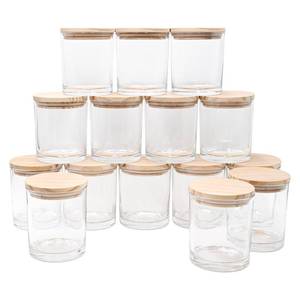 lot 8680 image: SHOWIN 10 OZ Thick Candle Jars for Making Candles 15 Pcs, Empty Jars with Wood Lids for Candle Making, Sample Container, Clear