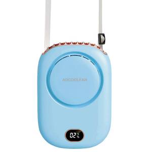 lot 8682 image: AOCOOLFAN Portable Neck Fan, Mini Small Personal Handheld Fan USB Rechargeable 3 Speed for Girls Boys Woman Eyelash Travel Home Office Outdoor (light blue)