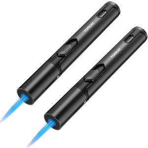 lot 8691 image: Torch Lighters, 2 Pack, Butane Lighters, Adjustable Jet Flame Torch Lighters, Wind Resistant Butane Refillable Gas Torch Lighter Long Lighter for Camping Candle Grill BBQ Fireworks (Gas Not Included)